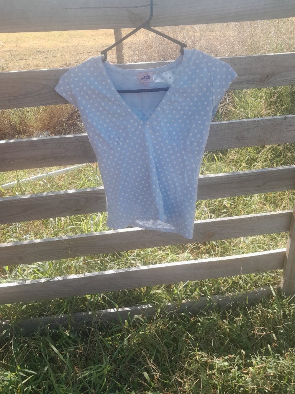 Polka dot blue  v neck top